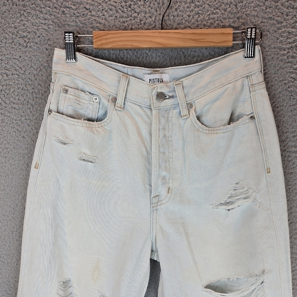 Pistola Cassie Super High Rise Straight Leg Jeans Sz 26x29.5 Super Distressed - Picture 2 of 16